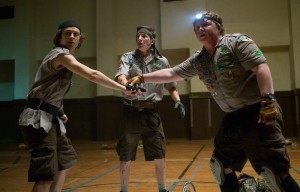 Left to right: Logan Miller plays Carter, Tye Sheridan plays Ben and Joey Morgan plays Augie in SCOUTS GUIDE TO THE ZOMBIE APOCALYPSE from Paramount Pictures.