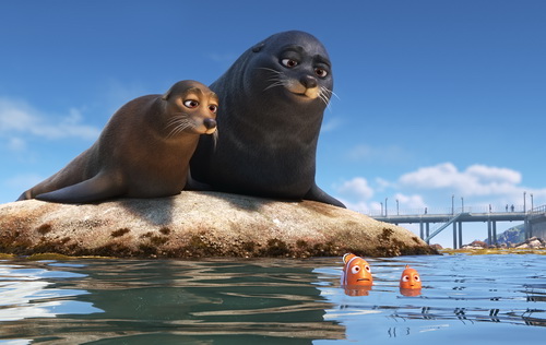 FINDING DORY ?Â Marlin and Nemo get guidance from a pair of lazy sea lions in an effort to catch up with Dory. Featuring Idris Elba as the voice of Fluke and Dominic West as the voice of Rudder, "Finding Dory" opens on June 17, 2016. Â©2016 Disney?¢Pixar. All Rights Reserved.