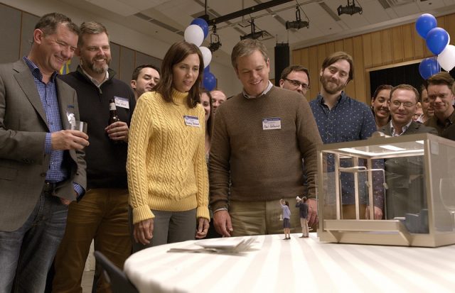 (Main Cast) Kristen Wiig plays Audrey Safranek, Matt Damon plays Paul Safranek, Maribeth Monroe plays Carol Johnson and Jason Sudeikis plays Dave Johnson in Downsizing from Paramount Pictures.